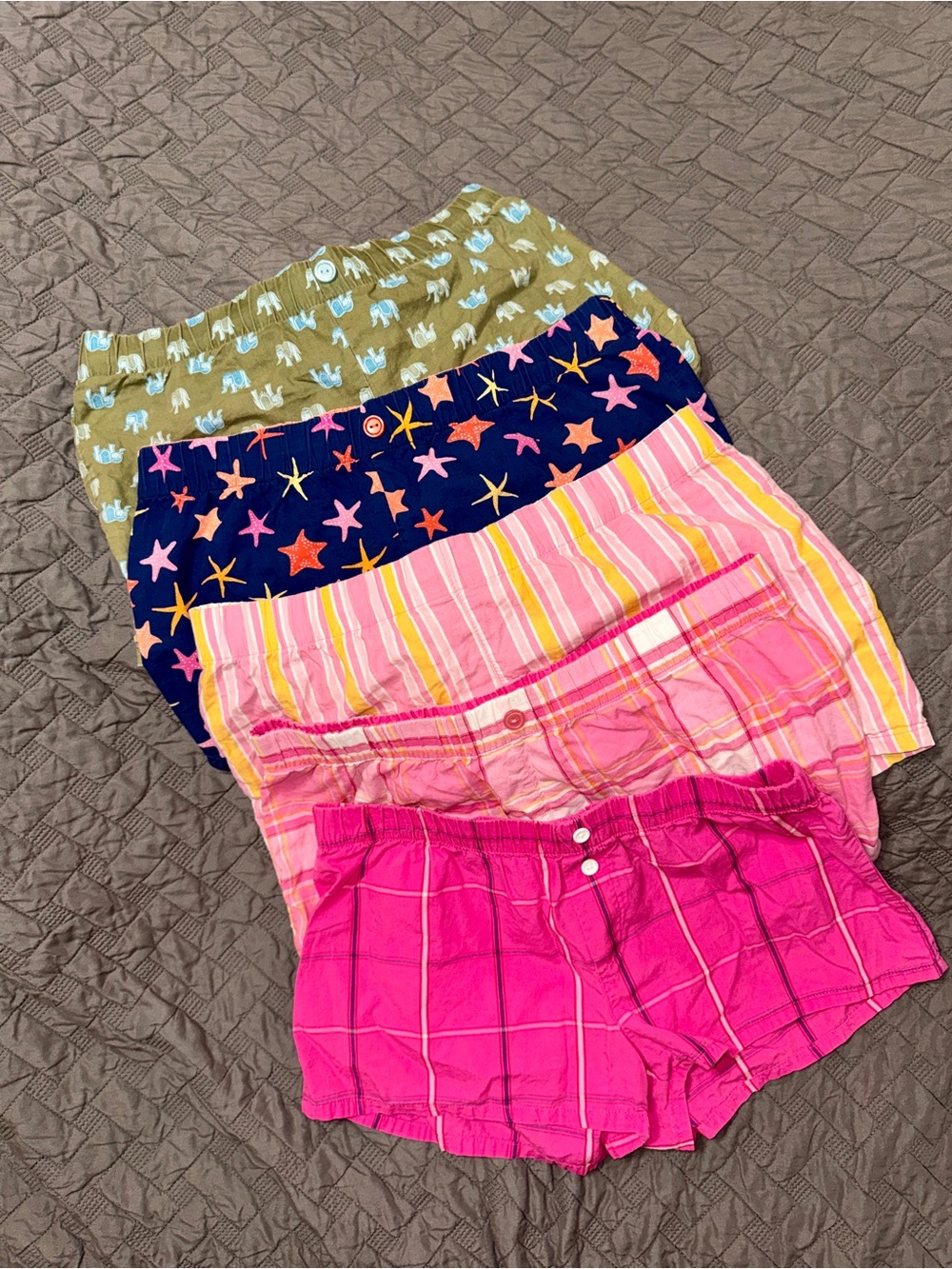 Lot of 5 Plaid Cotton Pajama Shorts - Bright Colors (S/M)